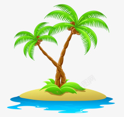 海上孤岛上的椰子树素材