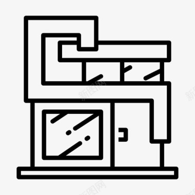 现代花边矢量图建筑住宅办公室图标