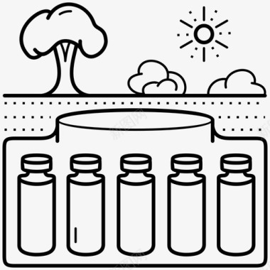 径向辐射地下储存系统核废料辐射屏蔽图标