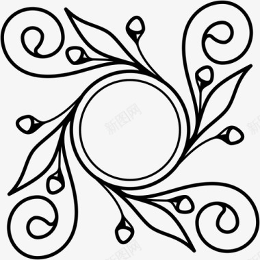 螺旋型花卉装饰装饰边框花卉束图标