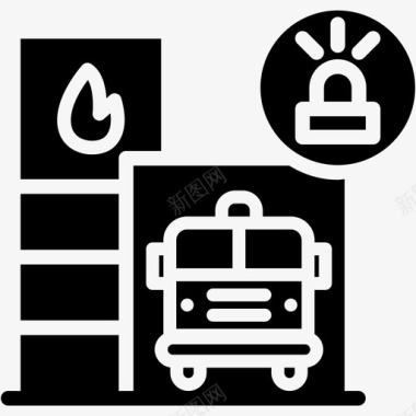 消防员人影消防站建筑紧急情况图标