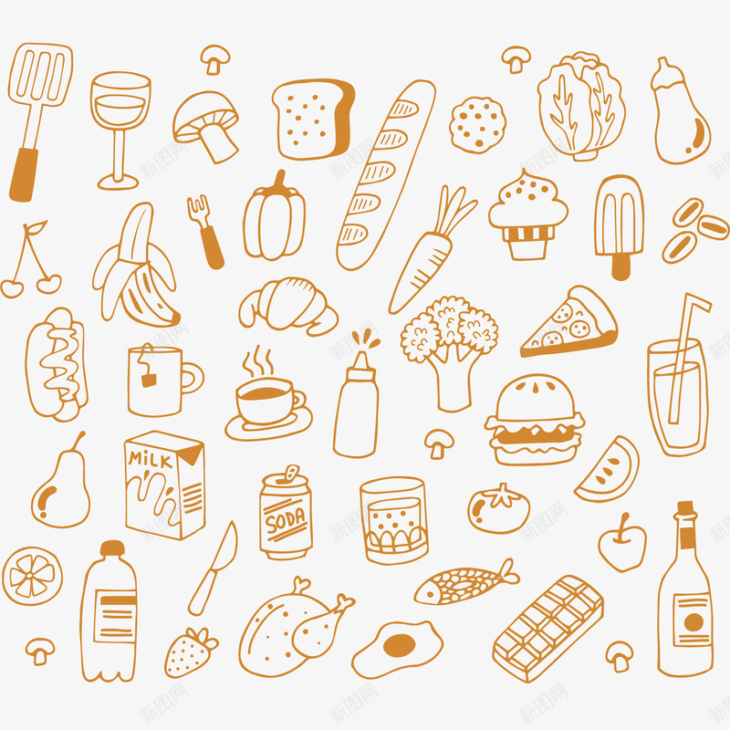 手绘食物矢量插画png免抠素材_88icon https://88icon.com 手绘 食物 矢量 插画