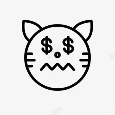 夸张表情猫猫美元表情符号图标