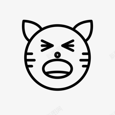 圆型的猫老虎猫表情符号图标