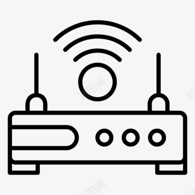 一套刀叉wifi路由器宽带调制解调器互联网设备图标