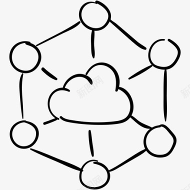 基础设施云网络云计算云连接图标