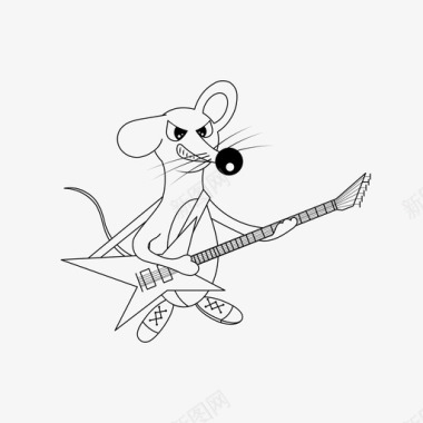 老鼠吉他新年图标