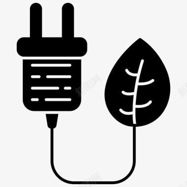 环保标志设计生态插头电电源线图标