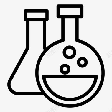 学校标识化学实验室化学烧杯锥形烧瓶图标