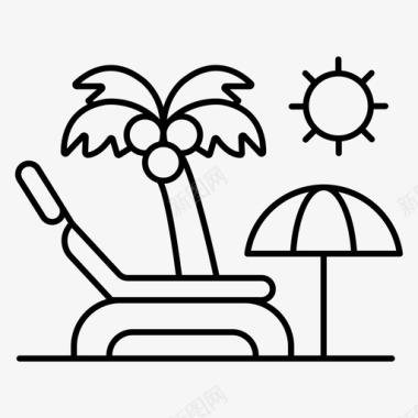 一套家具百货沙滩床户外家具日光浴图标