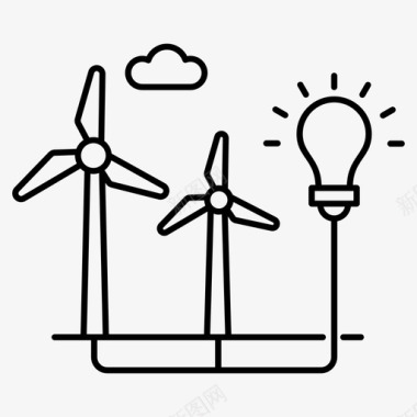风电生态电力清洁能源国内风车图标