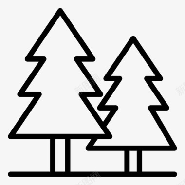 远足踏青森林圣诞树针叶树图标