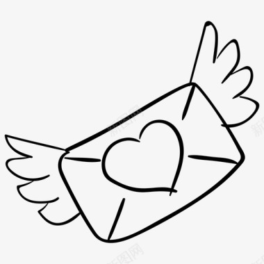 情书爱情翅膀短信图标