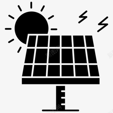 发电太阳能电池板可再生能源太阳能发电图标