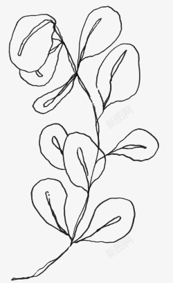 手绘抽象几何花卉单线条手工抽象装饰形状时尚图案PS素材