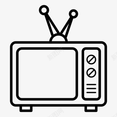 电视复古电视事件和娱乐行图标图标