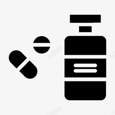 矢量药瓶药品药瓶医学铭文图标