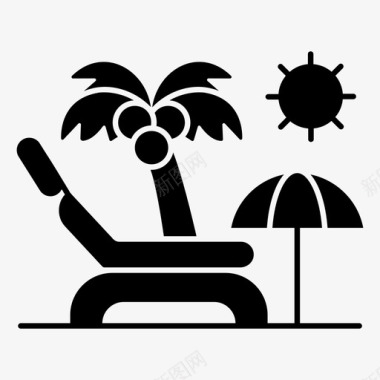 一套家具百货沙滩床户外家具日光浴图标