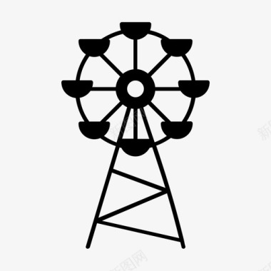 矢量马戏团娱乐骑乘游乐园嘉年华图标