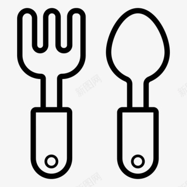 采购产品餐具用餐叉子和勺子图标