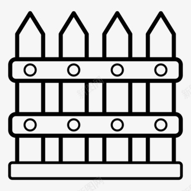 木栅栏栅栏家具和家居装饰线图标图标