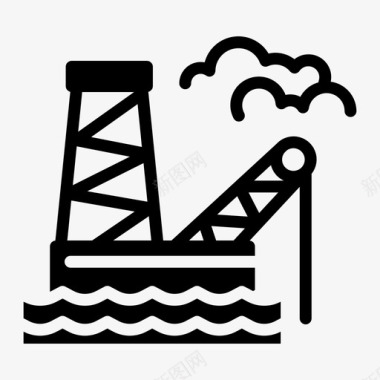 石油钻井平台石油平台海上杂项014固体图标
