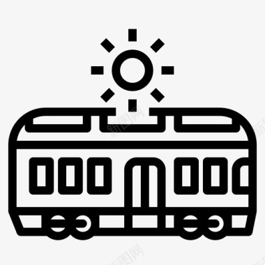 火车矢量素材太阳能火车能源可再生图标