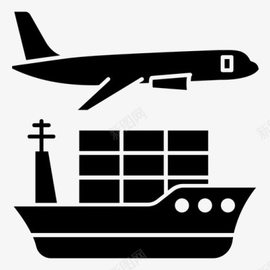 船舶运输集装箱运输飞机运输图标