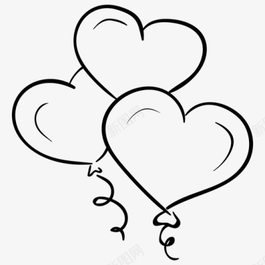 心形气球手绘心形气球爱情气球爱情派对图标