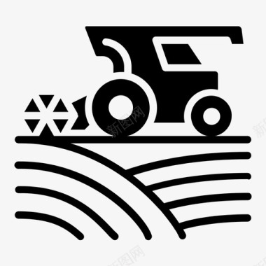 收割车农业机械农用车图标