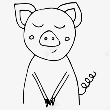 猪动物卡通图标
