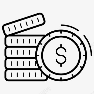 彩色木纹硬币堆现金货币硬币图标