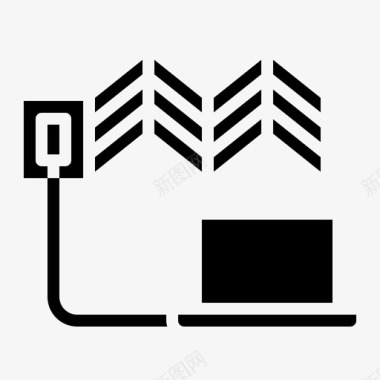 笔记本电脑太阳能充电器可再生能源可再生能源固体图标集图标
