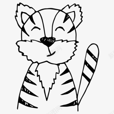 老虎动物卡通图标