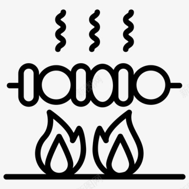 木篱笆烧烤串烧烤木炭烧烤图标