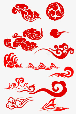 多种红色祥云图案装饰壁纸素材