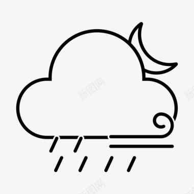 月夜雨云月图标