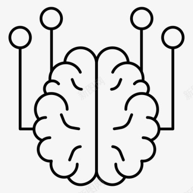 创意大脑结构图大脑连接创意图标