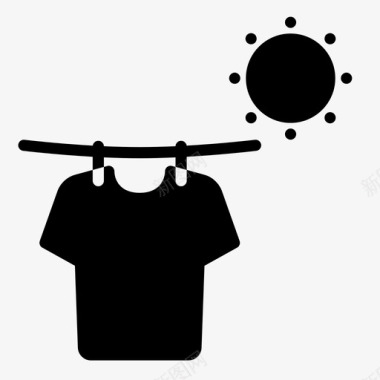 晴天图标晾衣服晾衣绳洗衣房图标
