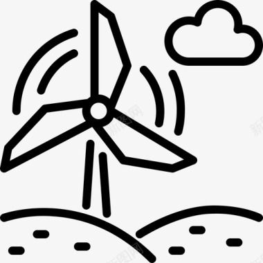 矢量风车风车气候季节图标