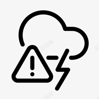 多云天气当心闪电危险极端天气图标