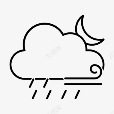 月夜雨云月图标