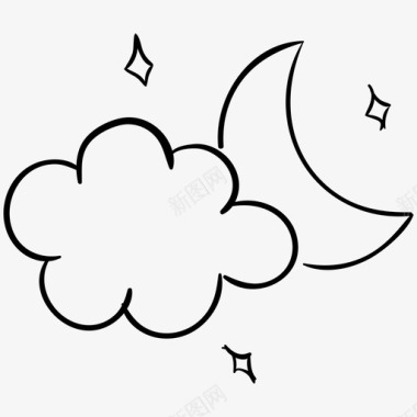 多云图标夜间天气多云的夜晚夜空图标