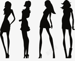 时尚性感女性人物女性人物剪影矢量矢量人物女性美女时素材