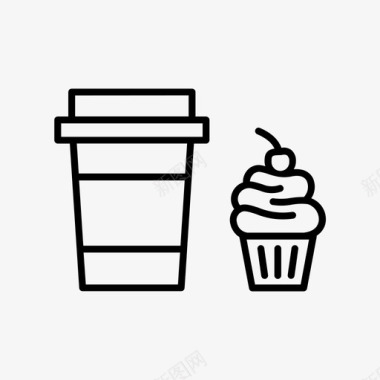 采购产品咖啡和杯蛋糕咖啡和杯蛋糕樱桃图标