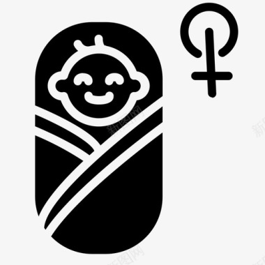 儿科医生与孩子女婴庆祝女的图标
