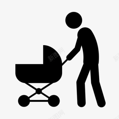 孩子和婴儿父亲和婴儿推车孩子家庭图标