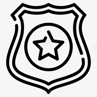 警察的卡通人物徽章警察警长图标