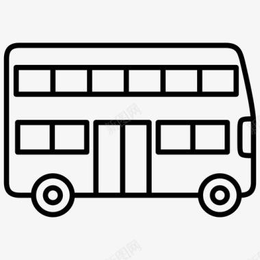 双层巴士穿梭巴士交通工具图标