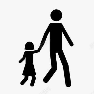 和女儿散步孩子家庭图标